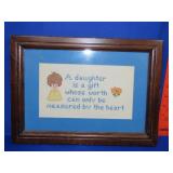 Framed Daughter Crossstitch 131/2x9 1/2