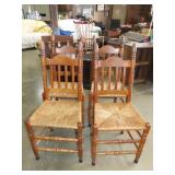 4 Rush Seat Chairs - Oak