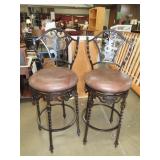 Pair of Swivel Wrought Iron Bar Chairs