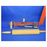 Wood Rolling Pin & Hand Mixer