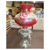 Hand Painted Table Lamp - Shade Has Been Repaired