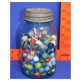 Blue Mason Jar w/ Marbles