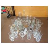 Table Lot of Glassware