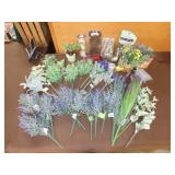 Lot of Artificial & Decorative Flowers - Tub