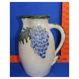 Pottery Grape Decorated Pitcher