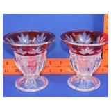 Pair of Cut to Clear Candle Holders