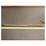 Vintage Walking Cane w/ Metal Badges