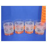 Set of 4 Leaf Frosted Low Ball Glasses