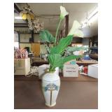 Peacock Decorated Vase w/ Flowers - 12'