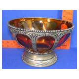 Amber Glass & Metal Center Bowl - 9.5'