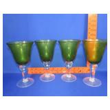 4 Artland Iris Sage Hand Blown Water Goblets