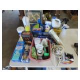 Table Lot of Cleaning Supplies & Household