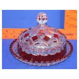 Ruby Stained Butter Dish