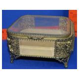 Vintage Gold Filigree Vanity Jewelry Box