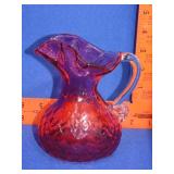 Cranberry Art Glass Pitcher