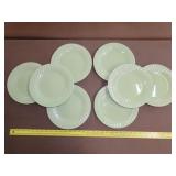 8 Gibson Oasis Green Dinner Plates - 10'