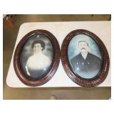 Pair of Antique Convex Framed Photographs