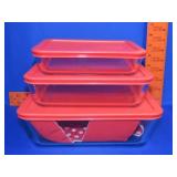 3 Pyrex Glass Storage Dishes w/ Lids