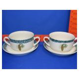 2 Thompson Pottery Evergreen Soup Bowl w/ Saucer