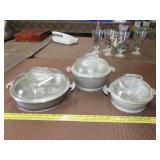 3 Guardian Service Aluminum Serving Bowls w/ Lids
