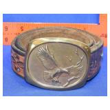 Leather Belt w/ Bronze Belt Buckle