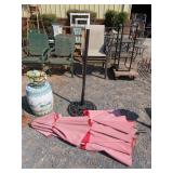 Cast Iron Umbrella Stand w/ Umbrella - 18' Diam