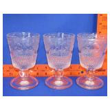 3 American Provincial Pink Water Goblets