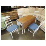 Nice Antique Wicker Drop Leaf Table w/ 4 Chairs