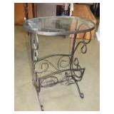 Glass Top Metal Magazine Table