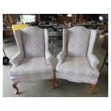 Pair of Wing Back Upholstered Chairs