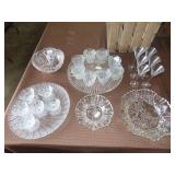 Table Lot of Clear Glassware
