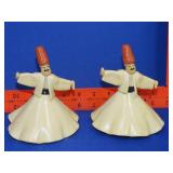 Pair of Ceramic Whirling Dervish Figurines