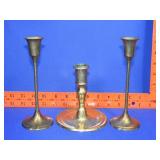 3 Brass Candle Holders