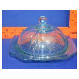 Indiana Glass Teal Covered Butter Dish