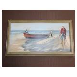 Beach Scene Oil on Canvas - 22'x12'