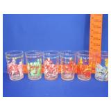 6 Vintage Character Juice Glasses