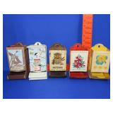 5 Vintage Match Book Holders