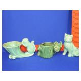 3 Pottery Animal Planters