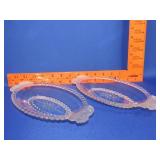 Pair of Frosted Lion Relish Dishes
