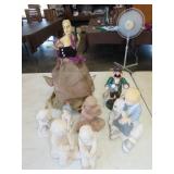 Lot of Figurines & Vintage Doll Light