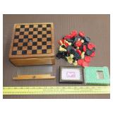 Checker Board & Lady Playing Cards