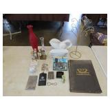 Table Lot - Glassware, Song Books, Etc