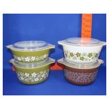 4 Pyrex Casseroles w/ Lids