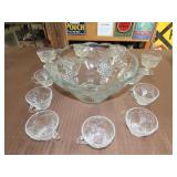 Glass Punch Bowl Set w/ Other Glasses