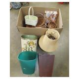 Box w/ Baskets, Lamp & Trash Cans