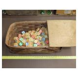 Picnic Basket w/ Wood Letter Blocks