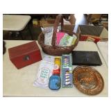 Table Lot w/ Basket, PS2 & Misc
