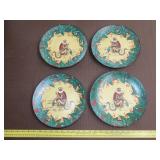 Set of 4 Decorative Monkey Plates - 10'