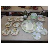 Table Lot of Hand Painted Glassware