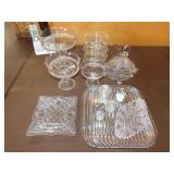 Table Lot of Clear Glassware
